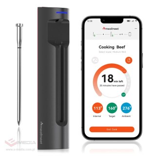 Termometr kuchenny Meatmeet S Pro z aplikacją Bluetooth do grilla piekarnika wędzarni - szary