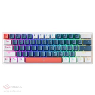 Klawiatura gamingowa Machenike K500-B61 przewodowa mechaniczna podświetlana Blue Switch - niebiesko-biała