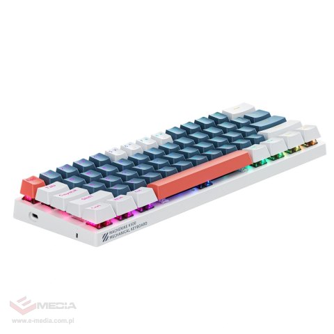 Klawiatura gamingowa Machenike K500-B61 przewodowa mechaniczna podświetlana Blue Switch - niebiesko-biała