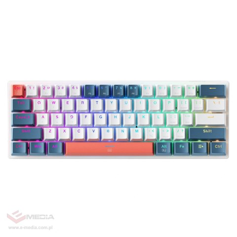 Klawiatura gamingowa Machenike K500-B61 przewodowa mechaniczna podświetlana Red Switch - biało-niebieska