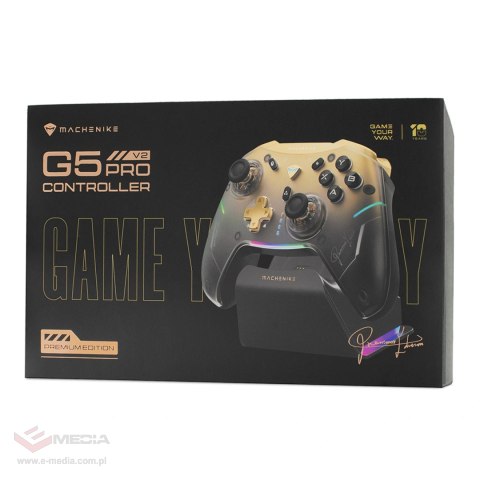 Kontroler do gier Machenike G5Pro Premium Edition bezprzewodowy ze stacją ładującą - czarno-złoty