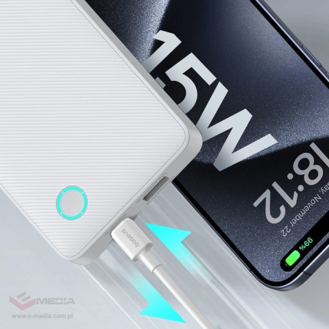 Powerbank Baseus Airpow Lite 10000mAh 15W z kablem Baseus Simple USB-A - USB-C 30cm - biały