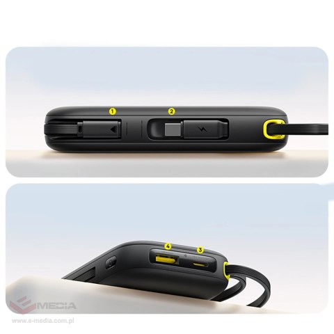 Powerbank Baseus EnerFill FC31 QPow3 20000mAh 45W z wyświetlaczem cyfrowym z 2 wbudowanymi kablami USB-C - czarny