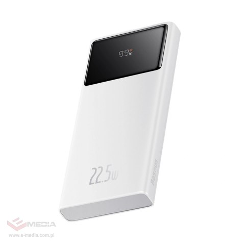 Powerbank Baseus Star-Lord 10000mAh 22,5W z wyświetlaczem cyfrowym i kablem USB-C 3A 30cm - biały