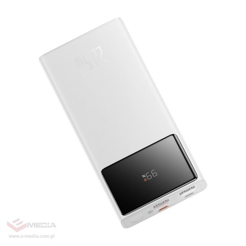Powerbank Baseus Star-Lord 10000mAh 22,5W z wyświetlaczem cyfrowym i kablem USB-C 3A 30cm - biały
