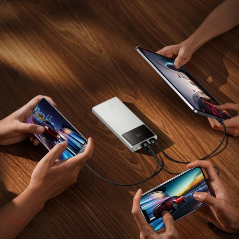 Powerbank Baseus Star-Lord 10000mAh 22,5W z wyświetlaczem cyfrowym i kablem USB-C 3A 30cm - biały