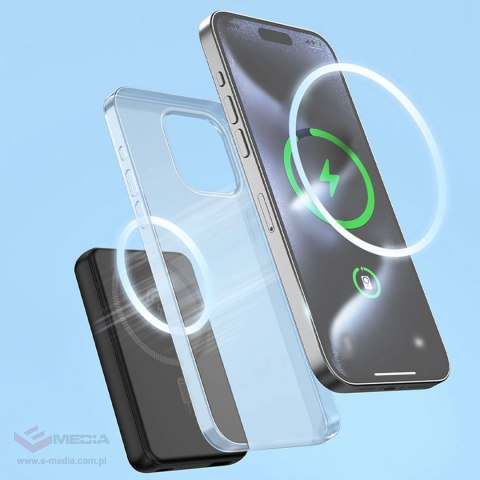Powerbank magnetyczny Dudao K14S 20W 5000mAh 1x USB-A 1x USB-C - czarny