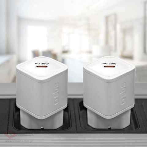 Ładowarka sieciowa SBS TETRGAN1C20W 20W GaN z Power Delivery - biała