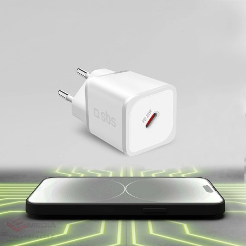 Ładowarka sieciowa SBS TETRGAN1C20W 20W GaN z Power Delivery - biała