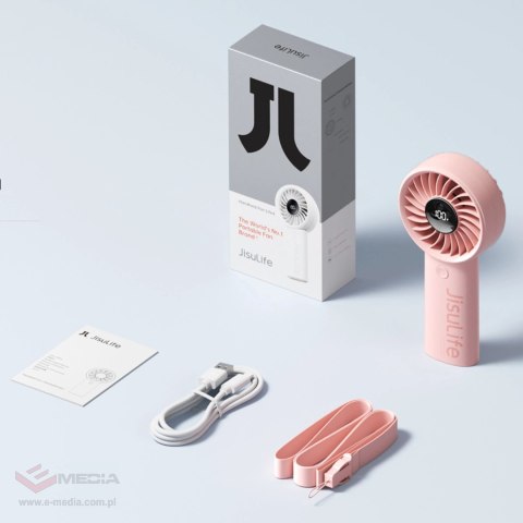 Mini wentylator Jisulife Handheld Fan Life4 3600mAh przenośny wiatraczek USB - różowy