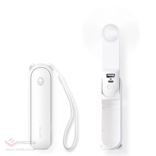 Mini wentylator Jisulife Handheld Fan Life8 przenośny wiatraczek USB z funkcją powerbanka 2000mAh i latarką - biały
