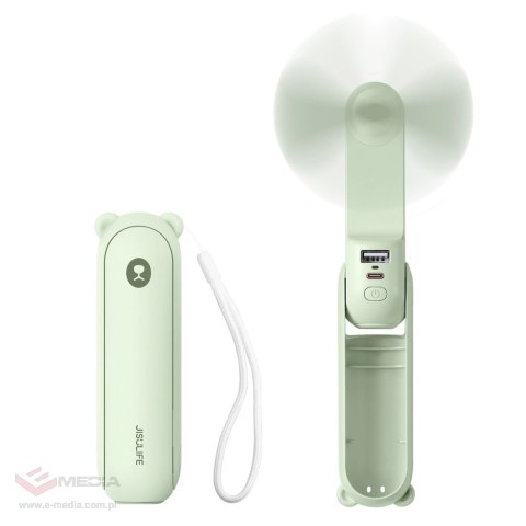 Mini wentylator Jisulife Handheld Fan Life8 przenośny wiatraczek USB z funkcją powerbanka 2000mAh i latarką - zielony