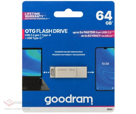 PENDRIVE FD-64/ODA3-GOODRAM 64 GB USB 3.2 Gen 1 GOODRAM