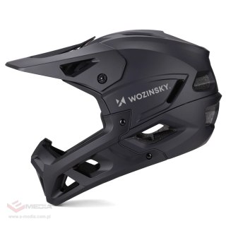 Kask rowerowy fullface Wozinsky z odpinanym daszkiem 60-62 cm - czarny