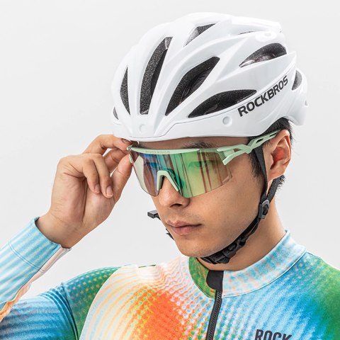 Okulary rowerowe Rockbros fotochromowe, z ochroną UV i wkładką korekcyjną - zielone