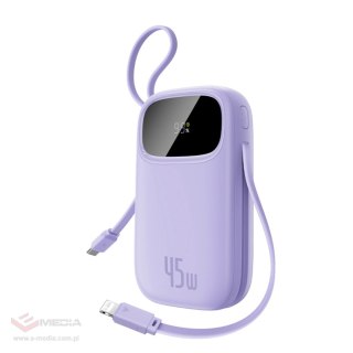 Powerbank Baseus EnerFill FC31 QPow3 20000mAh 45W z wyświetlaczem z kablami USB-C i Lightning - fioletowy