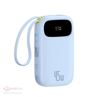 Powerbank Baseus EnerFill FC31 QPow3 20000mAh 45W z wyświetlaczem z kablami USB-C i Lightning - niebieski
