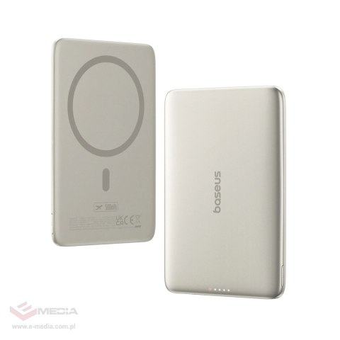 Powerbank Baseus PicoGo AM41 Ultra-Slim 5000mAh 20W kompatybilny z MagSafe z kablem Bases Simple USB-C 60W 30cm - tytanowy