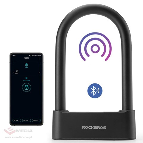 Zapięcie rowerowe Rockbros 32210818001 SMART z czytnikiem linii papilarnych i łącznością Bluetooth - czarny