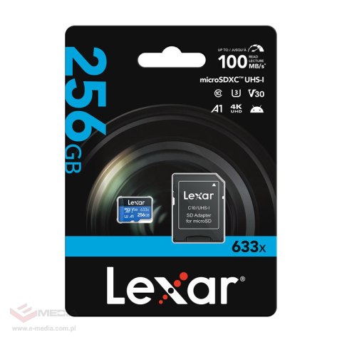 Karta pamięci Lexar High-Performance 633x microSDXC 256GB + adapter SD