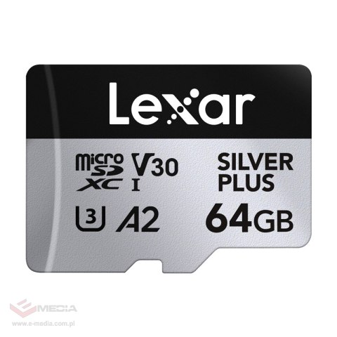 Karta pamięci Lexar High-Performance Silver Plus microSDXC 64GB + adapter