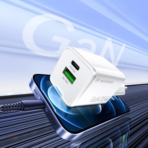 Ładowarka sieciowa Wozinsky WWC-35W GaN USB-A + USB-C - biała