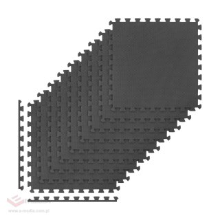 Mata ochronna pod sprzęt fitness i do ćwiczeń na siłowni, puzzle 60x60cm, zestaw 9 szt., 180x180cm, REBEL ACTIVE