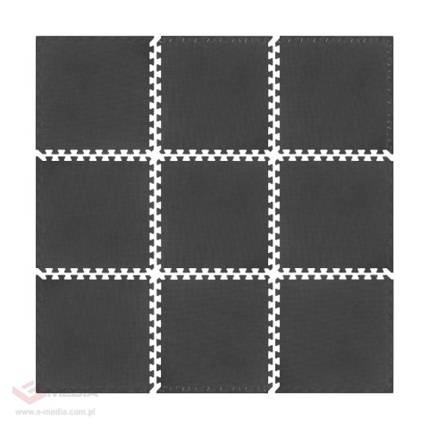 Mata ochronna pod sprzęt fitness i do ćwiczeń na siłowni, puzzle 60x60cm, zestaw 9 szt., 180x180cm, REBEL ACTIVE