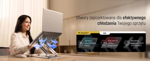 Podstawka pod laptopa, tablet Wozinsky WRS-CPY84SS aluminiowa + Gratis! podstawka do smartfona - srebrna