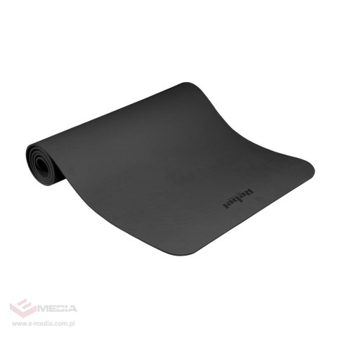 Mata gimnastyczna do ćwiczeń joga, pilates, fitness, 183x61cm, grubość 1cm, materiał TPE, czarna, REBEL ACTIVE