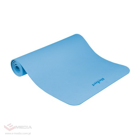 Mata gimnastyczna do ćwiczeń joga, pilates, fitness, 183x61cm, grubość 1cm, materiał TPE, niebieska, REBEL ACTIVE