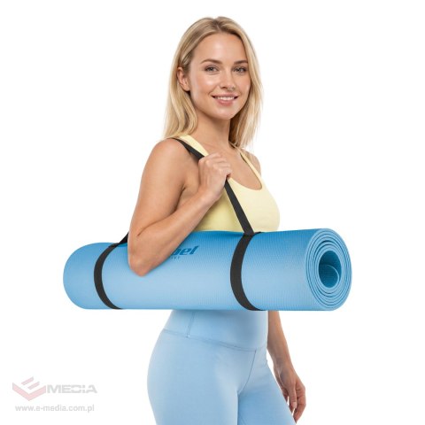 Mata gimnastyczna do ćwiczeń joga, pilates, fitness, 183x61cm, grubość 4mm, materiał TPE, niebieska, REBEL ACTIVE