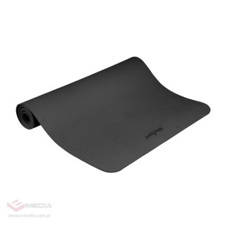 Mata gimnastyczna do ćwiczeń joga, pilates, fitness, 200x90cm, grubość 1cm, materiał TPE, czarna, REBEL ACTIVE