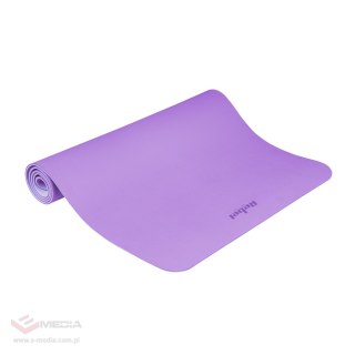 Mata gimnastyczna do ćwiczeń joga, pilates, fitness, 200x90cm, grubość 1cm, materiał TPE, fioletowa, REBEL ACTIVE