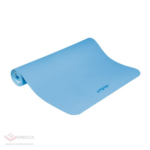 Mata gimnastyczna do ćwiczeń joga, pilates, fitness, 200x90cm, grubość 1cm, materiał TPE, niebieska, REBEL ACTIVE
