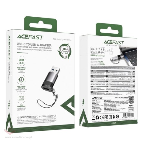 Adapter USB Acefast J8 USB-C - USB-A - szary