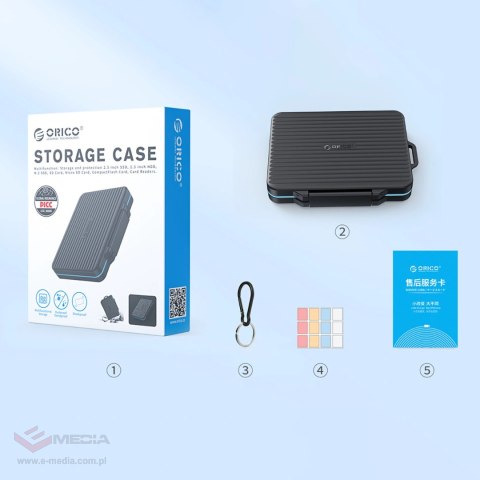 Etui Orico PHCD na karty pamięci i nośniki danych Black 2.5" SSD 2.5" HDD M.2 SSD SD Micro SD CompactFlash czytniki kart - czarn