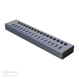 Hub Orico BT2U3-16AB 16x USB-A 3.0 z włącznikami - szary