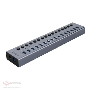 Hub Orico BT2U3-16AB 16x USB-A 3.0 z włącznikami - szary