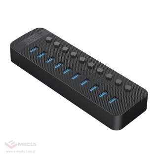 Hub Orico CT2U3-10AB 10x USB-A 3.0 z włącznikami - czarny