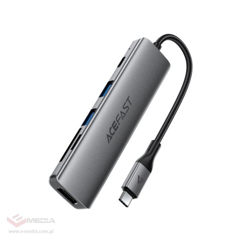 Hub USB Acefast J18 stacja dokująca USB-C 6w1 HDMI 4K 60Hz PD90W - szara