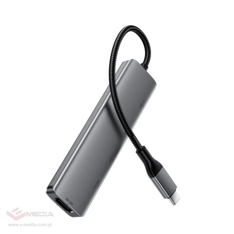 Hub USB Acefast J18 stacja dokująca USB-C 6w1 HDMI 4K 60Hz PD90W - szara