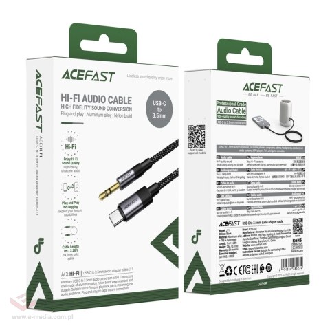 Kabel Acefast J11 USB-C do mini jack 3.5mm 1m - czarny