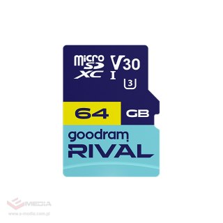 Karta pamięci microSD 64 GB V30 UHS-III Goodram Rival z adapterem