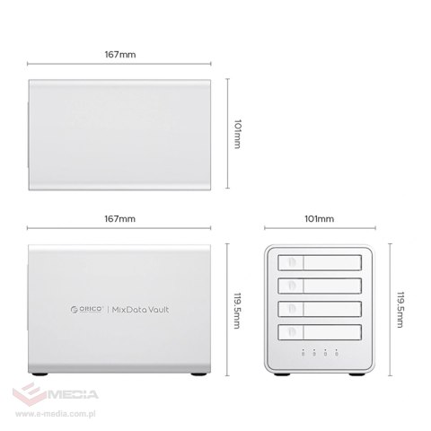 Macierz dyskowa Orico 8848U4 DAS Series 4-zatokowa M.2 NVMe SSD - biała