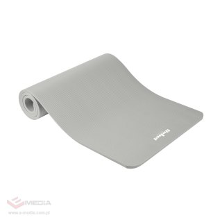 Mata gimnastyczna do ćwiczeń joga, pilates, fitness, 183x61cm, grubość 1.5cm, materiał NBR, szara, REBEL ACTIVE