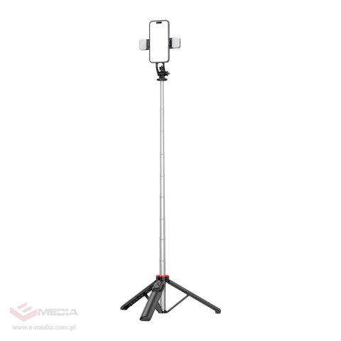 Selfie stick WC13YDS teleskopowy tripod 1.3m z podwójną lampą i uchwytem na telefon - czarny