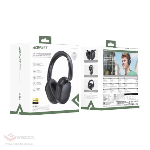 Słuchawki bezprzewodowe Acefast H12 nauszne Bluetooth 5.4 z ANC - czarne