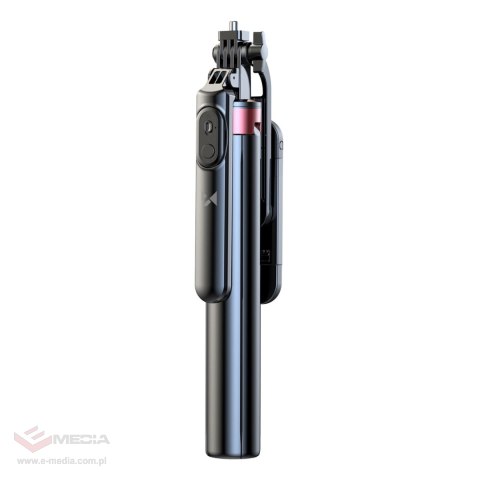 Wozinsky Selfie stick WH181D-Y1S teleskopowy statyw 1.75m ze stopu aluminium z podwójną lampą i uchwytem na telefon - czarny
