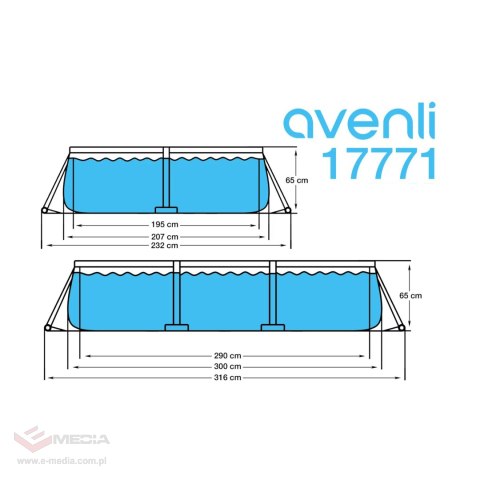 Basen stelażowy AVENLI szary 300x207x66